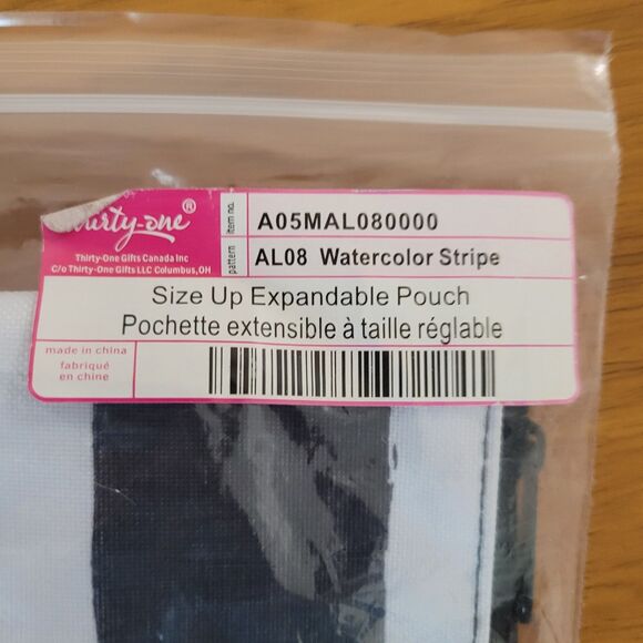 THIRTY ONE Size Up Expandable Pouch AL08 Watercolor Stripe - Picture 2 of 3